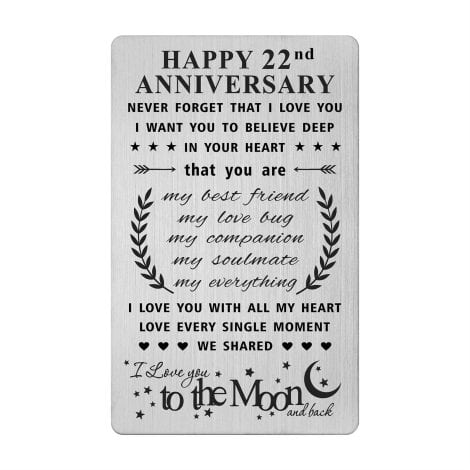 “Jzxwan 22nd Anniversary Wallet Card: A delightful gift for your wife on your special day.”