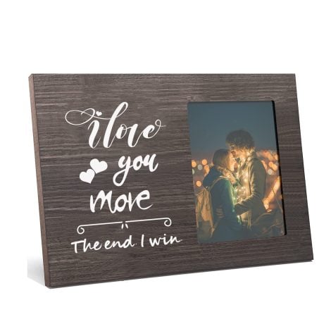 Natural Wood Photo Frame – “Cherished Moments” 15x10cm, perfect Valentine’s Day gift for him or her.