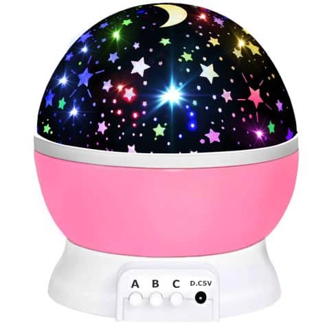 Pink Night Light Projector for Girls, perfect for ages 1-10. Ideal Christmas or birthday gift.