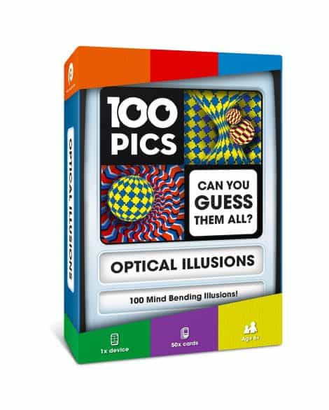 100 PICS Optical Illusions Travel Game – Explore 100 mind-boggling illusions with portable flash cards. Perfect for all ages!