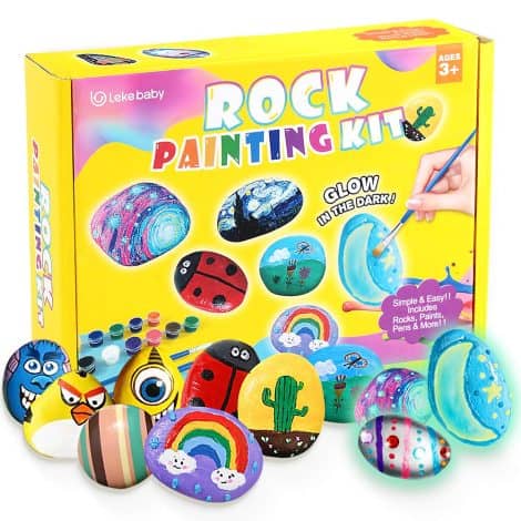 Lekebaby Rock Painting Set: Creative gift for 3-12 year olds; ideal for artistic children and Christmas.