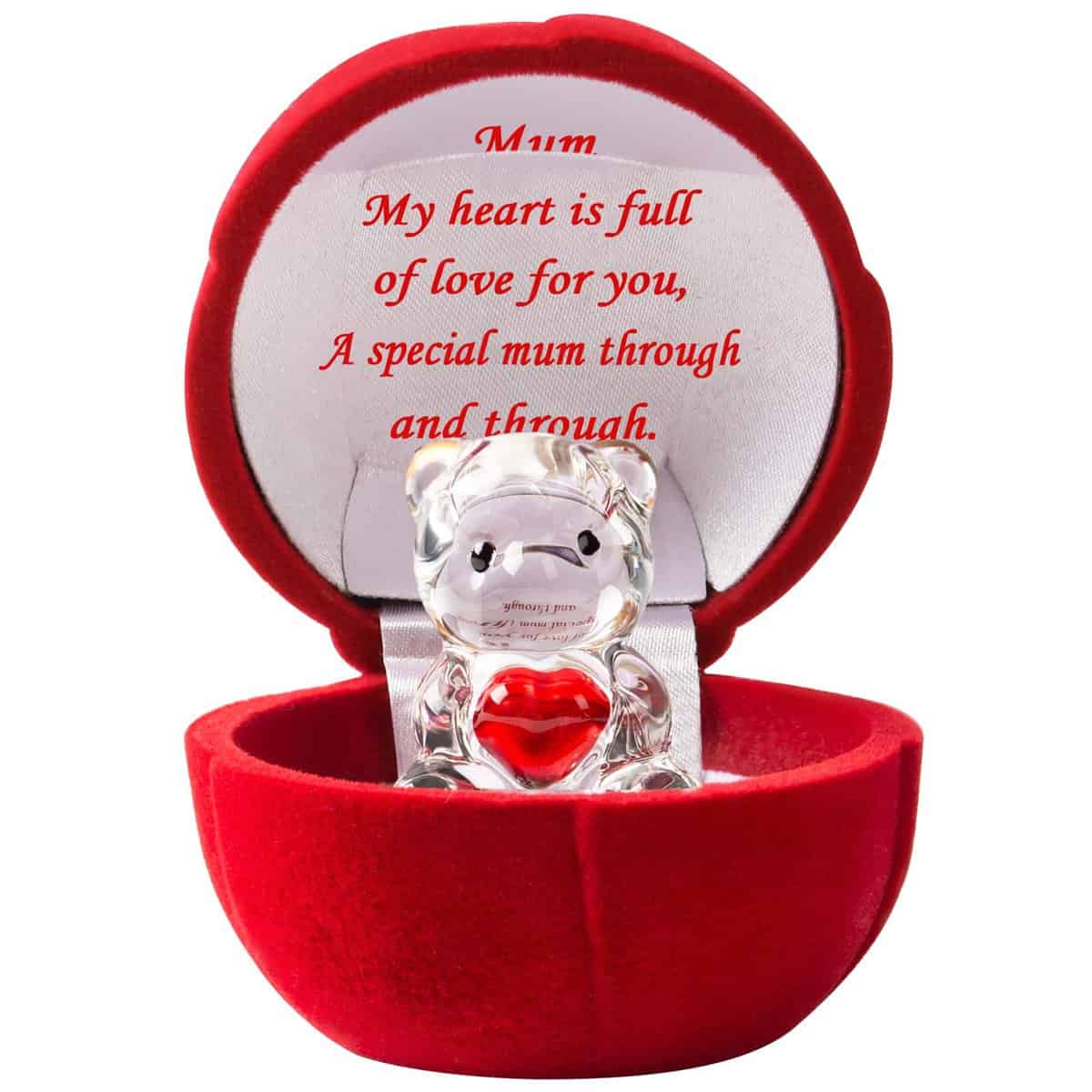 ERWEI Crystal Bear in Gift Box for a Special Mum Glass Bear Figurines for Mum, Mummy, Mama, Christmas Birthday Gifts for Mother