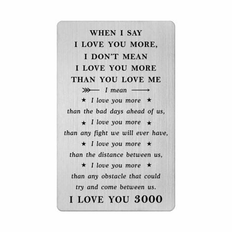 FALOGI “Love You More” wallet card, perfect for long-distance relationships and Valentine’s Day. Ideal gift for men.