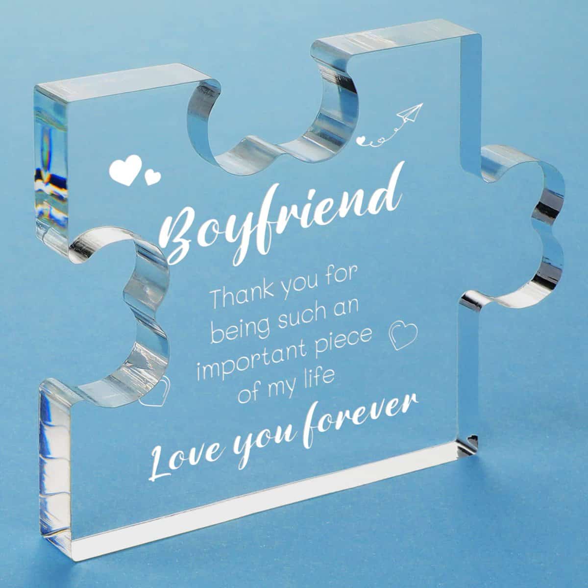 Boyfriend Gifts, Engraved Acrylic Block Boyfriend Gifts, Boyfriend Birthday Gifts Valentines Day Christmas Anniversary Presents for Boyfriend