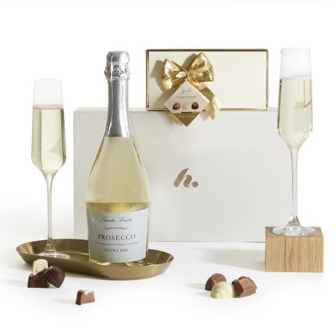 Christmas Prosecco and Chocolates Hamper: A delightful Belgian Truffles and Prosecco Wine Gift Set, perfect for birthdays and Xmas.