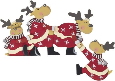 khevga Wooden Hanging Reindeer Door Decoration – Christmas decor for your door frame!