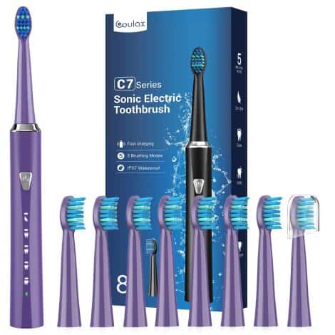 “Family Gift: Sonic Electric Toothbrush for Adults and Kids with 8 Brush Heads and 5 Modes.”