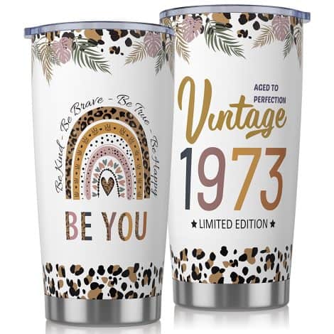 BaiCai 50th Birthday Wine Tumbler – a personalized and practical gift idea for the special woman celebrating her 50th birthday.