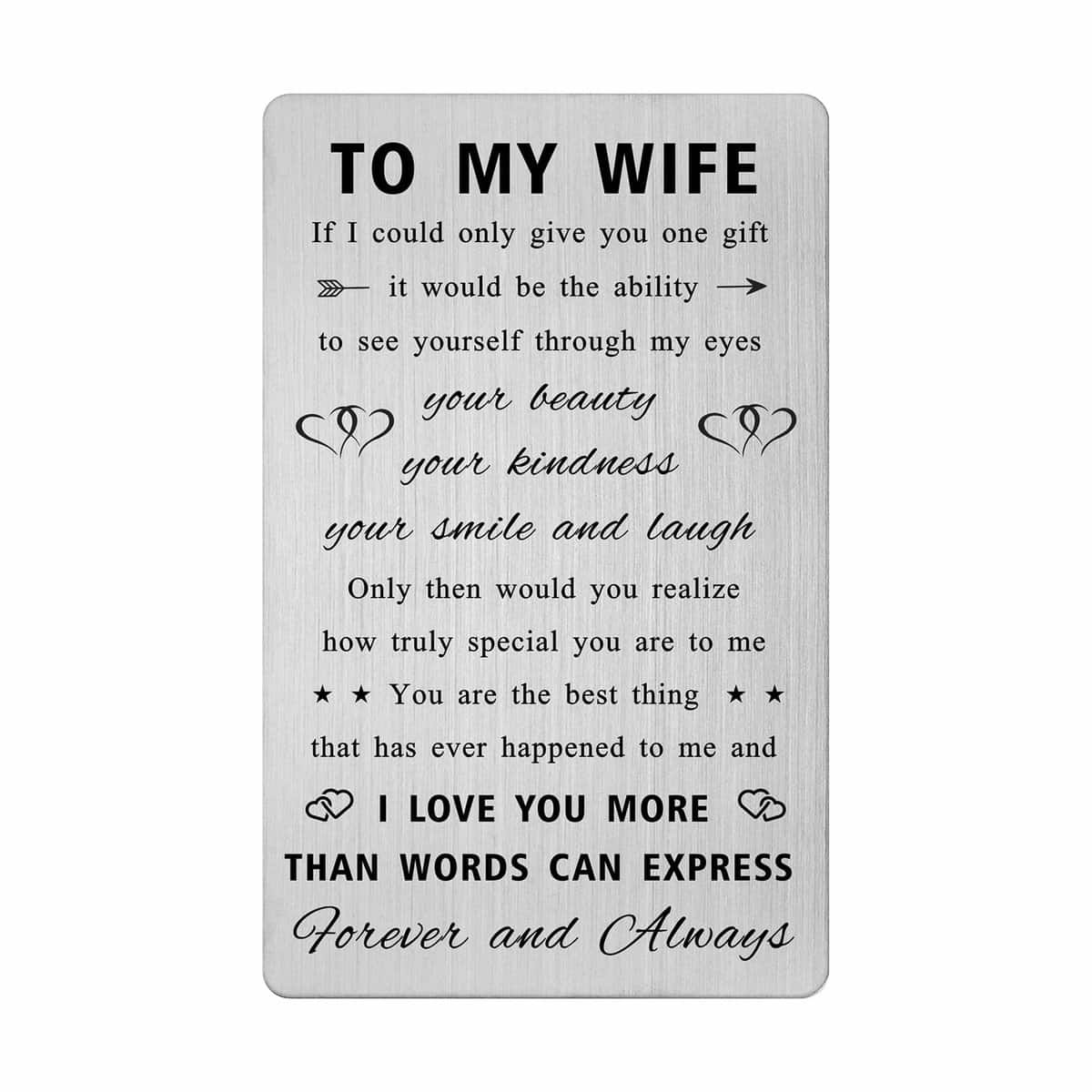 HYHYDHP Wife Gifts Wallet Card from Husband - Wedding Anniversary Cards for Wife - I Love My Wife, Wife Birthday Cards, Valentines Day, Christmas Ideas