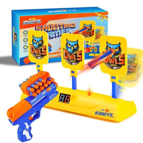 Korffe Electric Target with Foam Dart Gun for Boys, Shooting Toy for 5-12-year-olds, Ideal Halloween or Xmas Gift.