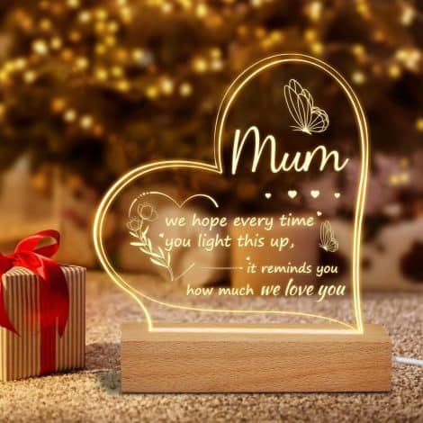 Mum’s Special Light – Personalized Acrylic Night Light, perfect for Mum’s birthday, Christmas, and Mother’s Day.