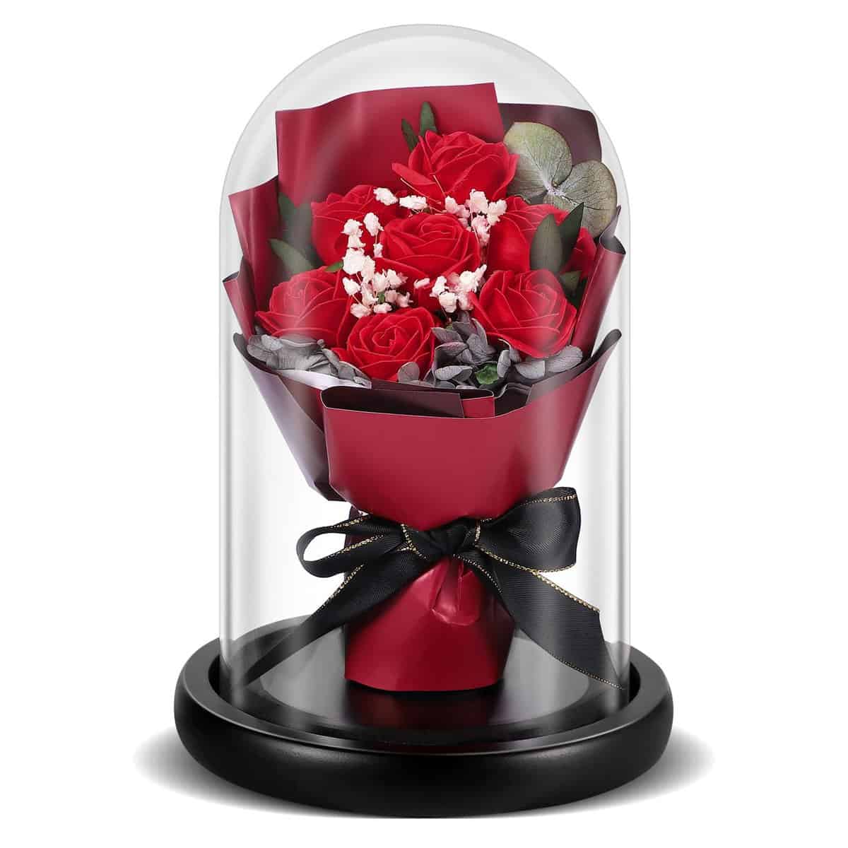 TangDouJM Eternal roses, gifts for women, eternal roses in glass domes, creative birthday gifts, Valentine's Day gifts, Red