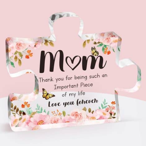 Acrylic Puzzle Block – Heartfelt Engraved Gifts for Mum, Perfect for Birthdays, Christmas, and Thanksgiving. From Daughter & Son.