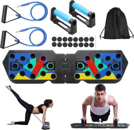 Daxiongmao Push-Up Board, the ultimate 20 in 1 home gym for muscle training and fitness. Convenient for men and women.