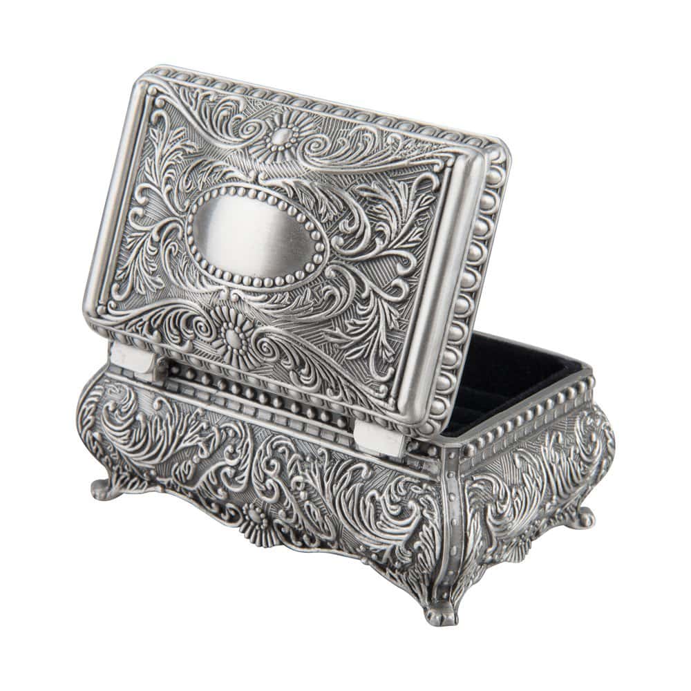 Feyarl Small Jewellery Box Vintage Trinket Box Ring Earring Necklace Organizer Box Metal Retro Jewelry Display Case Keepsake Box for Girls Women Birthday Gift (3.5 x 2.4 x 1.6 inch)