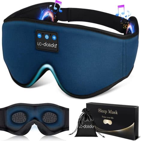 LC-dolida 3D Sleep Mask with Sleep Headphones – Perfect blackout aid for restful sleep and travel.