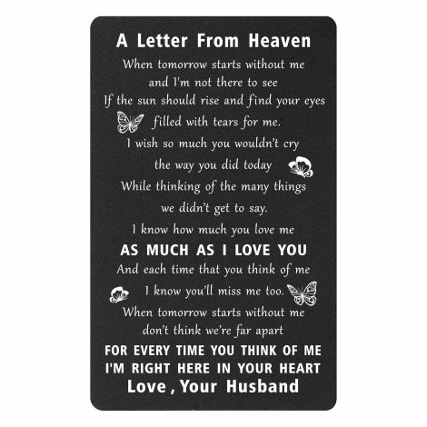 “Heavenly Love: Husband’s Memorial Wallet Card, Sympathy and Support for Grieving Wives – ENGZHI”