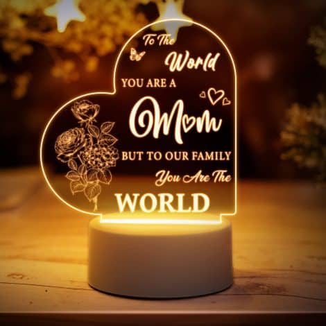 Engraved Touching Words Night Light: A perfect birthday gift for Mum from Daughter/Son, showcasing your love.