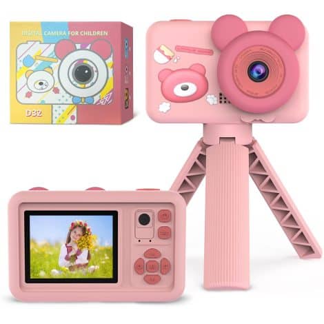 OMWay Pink Kids Camera for Girls – Perfect Christmas or Birthday gift for 3-10 year olds.