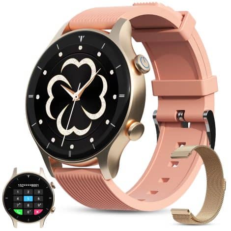 G-TiDE Smart Watches for Ladies: Call & Track Health with Heart Rate, Sleep, Stress Monitor – Waterproof for Android/iOS.