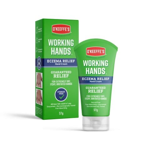 O’Keeffe’s Hand Cream helps soothe dry, itchy hands with long-lasting itch relief within 48 hours.