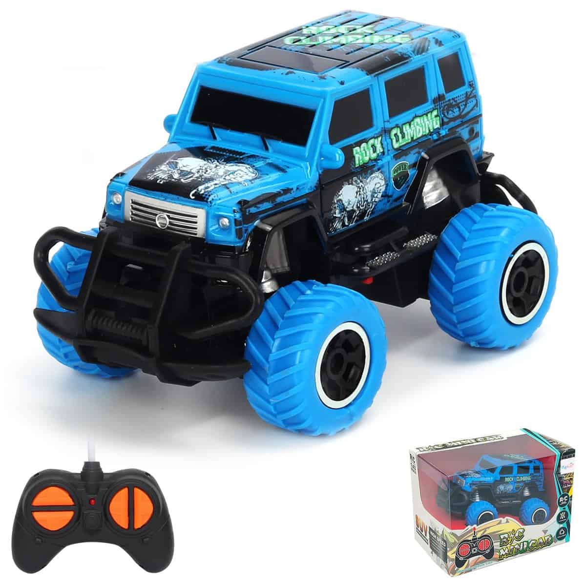 Pup Go Small Off Road Remote Control Car for Kids, My First Fast Car Toy Toddler, Mini RC Car Monster Truck Radio Controlled Car, Christmas Birthday Gift Age 2 3 4 5 6 Years Old Boys Girls (Blue)