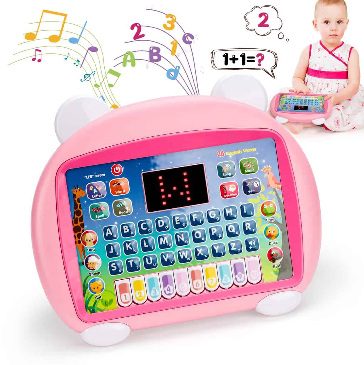 Toddler Toys for Girls Age 1 2 3 4, Kids Birthday Gifts for 1-2-3 Year Old Girl Kid Educational Learning Toys for 1-4 Year Olds Toddlers Electric Interactive Tablet Toys for 1 2 3 Year Old Girls Boy