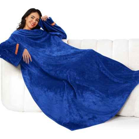 “Stay warm and cozy with the Winthome Navy Blue Wearable Blanket – perfect for gifting!”