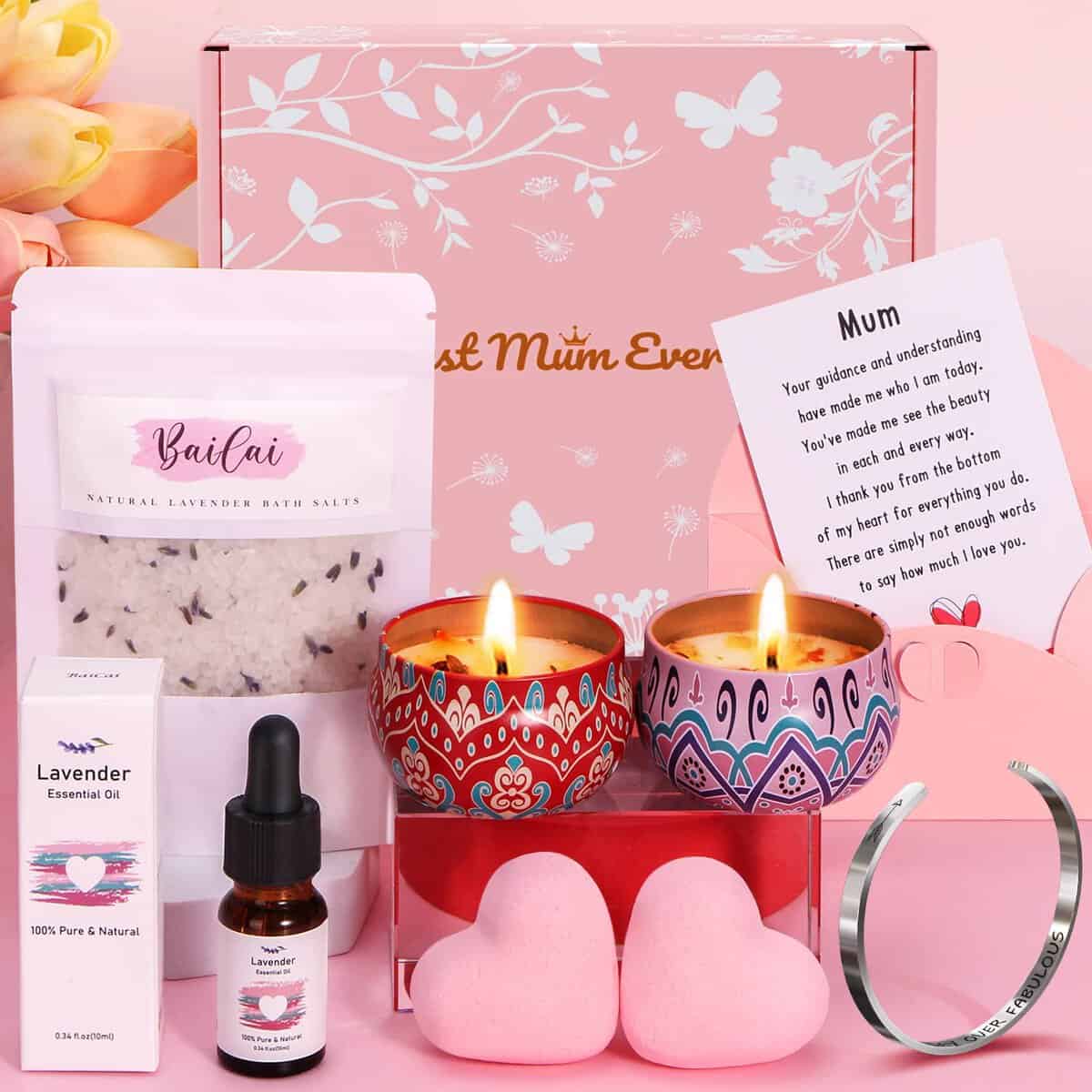 Birthday Pamper Gifts for Mum, Relaxation Care Package Self Care Gifts Box Pamper Hampers Kit for Mum, Mam Relaxing Spa Gifts Sets Christmas Presents Xmas Gifts Thank You Gifts Ideas for Mum, Mummy