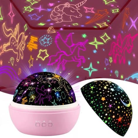 Unicorn-themed presents for little girls, including star projector night light, suitable for ages 2-9. Perfect gifts for any occasion.