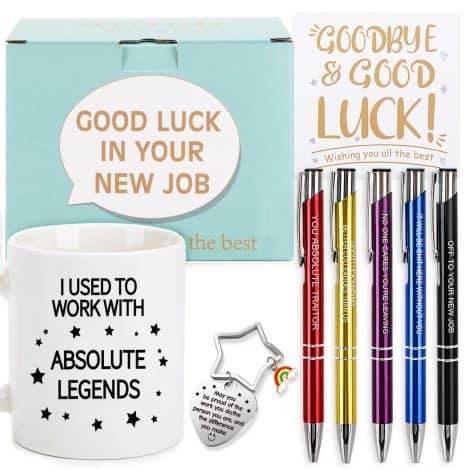 Farewell Gifts For Coworkers – Humorous Mugs, Pen, and Card. Ideal for Women, Men. Boss, Friends.