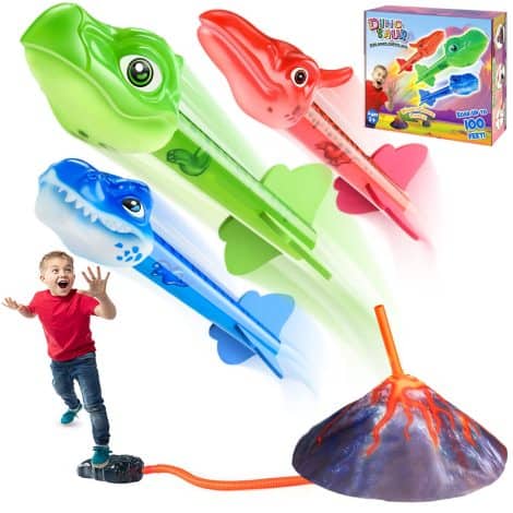 Anginne Dinosaur Toys for Boys aged 3-8, Outdoor Garden Games & Stomp Toy Rockets, ideal Birthday Gifts.