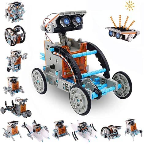 ACELIFE STEM Solar Robot Toy: An educational DIY construction set for ages 8-12, perfect for birthdays. Solar-powered, in grey.