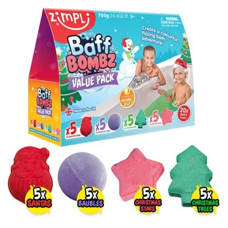 Zimpli Kids Christmas 20 Bath Bomb Gift Set – Perfect festive bath treats for children, safe and eco-friendly.