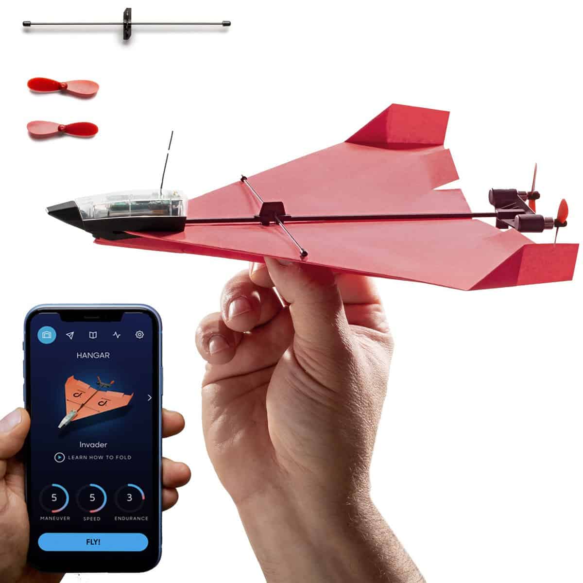 POWERUP 4.0 The Next-Generation Smartphone Controlled Paper Airplane Kit, RC Controlled. Simple to Fly with Autopilot & Gyro Stabilizer.