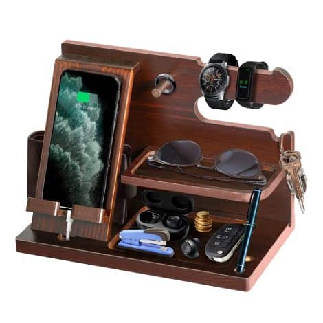 Wooden Docking Station – The Perfect Organizer for Men’s Essentials, Ideal for Christmas or Birthday Gifts.