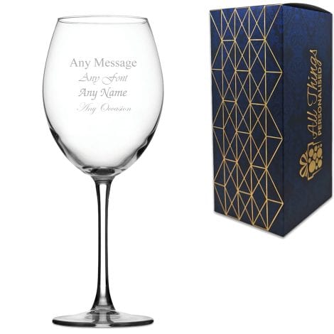 Customizable Engraved Enoteca 19oz Wine Glass, Add Any Message for Any Celebration, Various Fonts, Includes Gift Box, Laser Engraved.