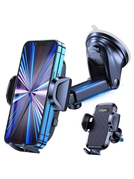 TOPK Car Phone Holder, a durable and versatile phone mount for any car, compatible with all mobile phones.