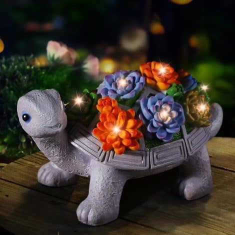 Unique gardening presents for Nan, Mum, and Grandma – Eletorot Solar Turtle Garden Ornament with LED lights.