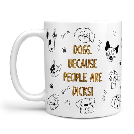 Hilarious Pug-themed mug: ‘Dogs. Because People Can Be Difficult!’ Perfect for birthdays, work friends, and Christmas.