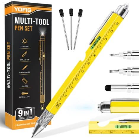 YOFIG presents a range of Christmas gifts for men including a handy 9 in 1 multi-tool pen. Ideal for stocking fillers or Secret Santa surprises for men who have it all. Perfect for dads too!