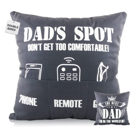 Dad’s Birthday and Father’s Day gift – COLOFALLA Cushion Cover with Pockets, 18 Inch, for Dad from Daughter/Son.