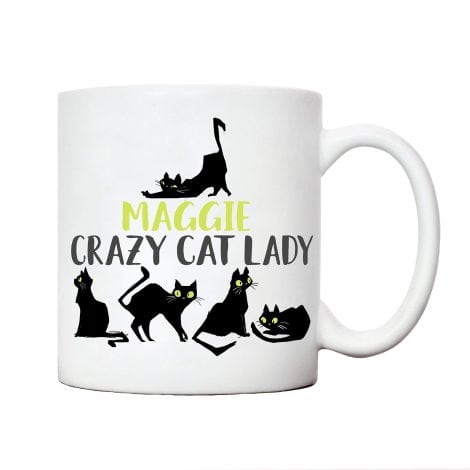 Fun feline enthusiast cup, customizable with names; perfect for female birthdays, workmates, Christmas, or gifting your sister/girlfriend.