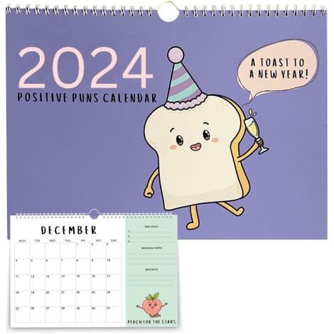 BYANIKA’s 2024 Wall Calendar: Inspiring quotes, puns and positivity to last you all year. Perfect for Secret Santa!