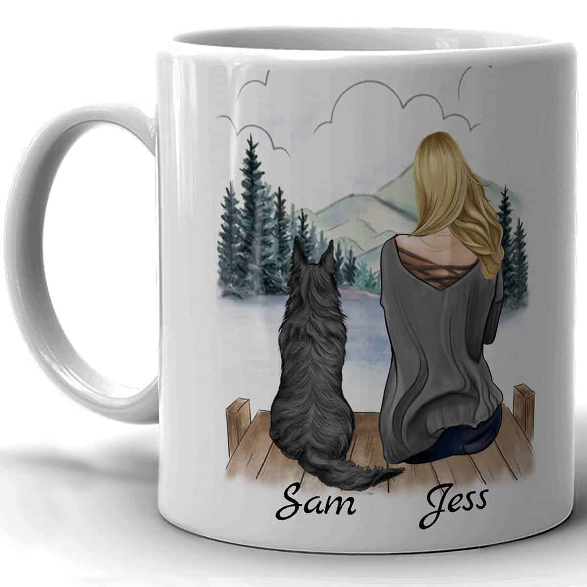 4GIFTSAKE Personalised Tea Coffee Mug for Women - 11oz Microwave Safe, Ceramic Cup with Easy-Grip Handle | Best Pet Friends Dog Lover Customised Gifts