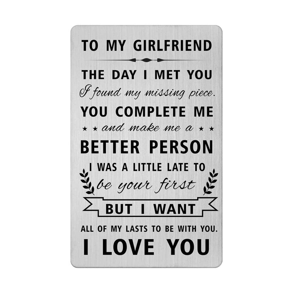 HYHYDHP To My Girlfriend Gifts Wallet Card, I Love My Girlfriend, Romantic Anniversary Cards for Girlfriend, Valentines Day, Birthday, Christmas