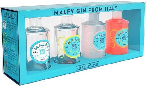 Malfy Italian Gin Miniatures Gift Box Selection, 4 x 5cl – A small taste of Italy in an elegant package.