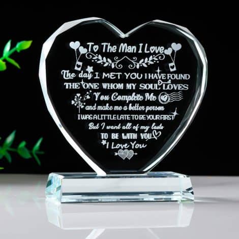 Engraved Glass Heart Keepsake – Ideal Gifts for Your Boyfriend, Husband. Perfect for Birthdays, Valentines, Anniversaries and Christmas.