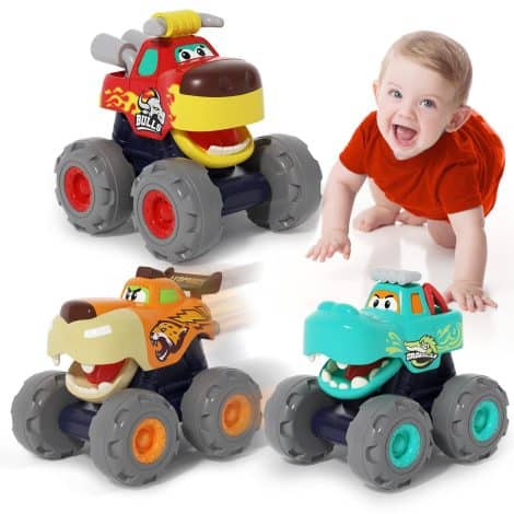 SunnyPal Toy Cars – 3 pack for 1 and 2 year old boys, perfect as 1st birthday gifts.