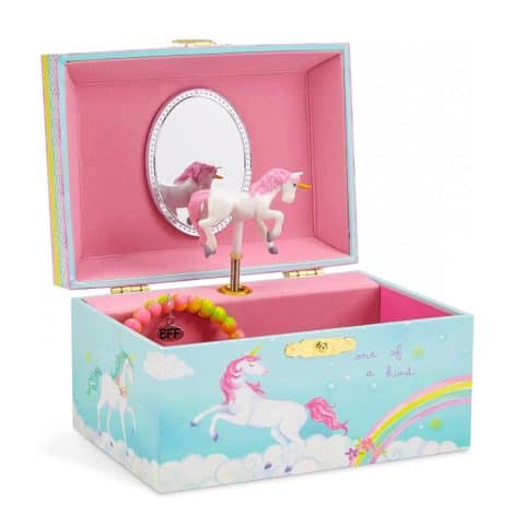 Jewelkeeper Magical Unicorn Jewellery Box for Girls, features spinning unicorn, rainbow design, plays “Beautiful Dreamer”. Perfect girls’ birthday gift.